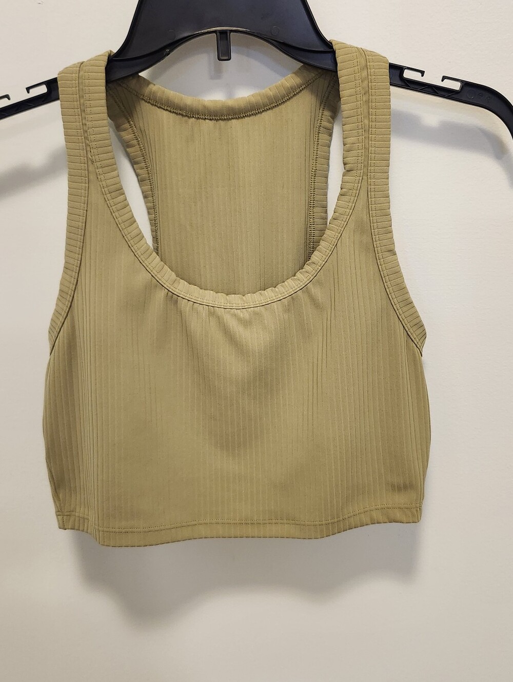 All in Motion Olive Ribbed Racerback Crop Tank With Built In Bra Size Small